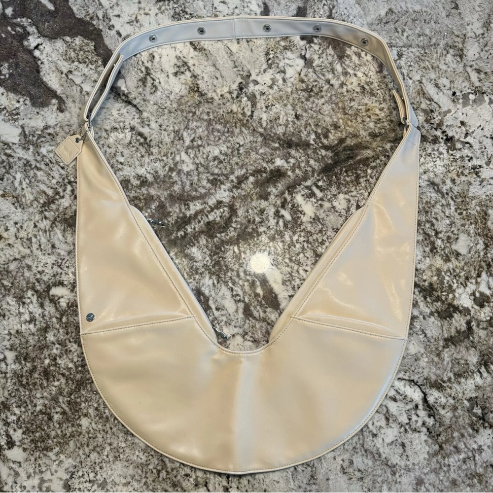 The SASH Beige Faux Vegan Leather Shoulder Bag Purse Travel Sling Crossbody Boho